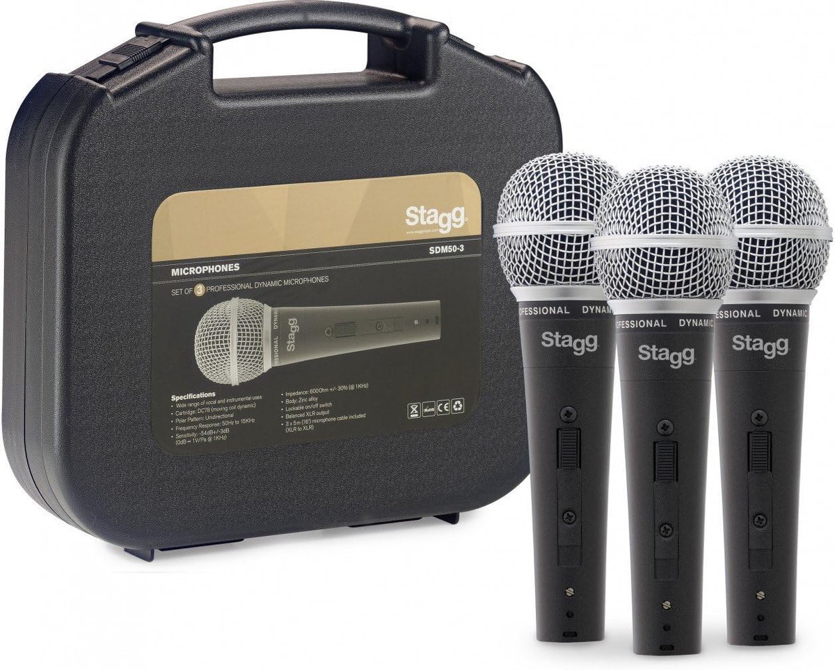 Set van 3 Professionele Dynamische Microfoons voor Live Optredens