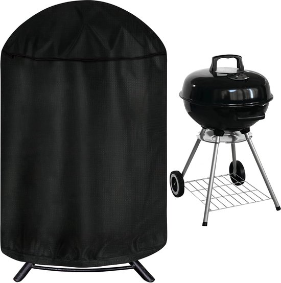 Ronde Barbecuehoes - Waterdicht UV-bestendig - Buiten BBQ-hoes voor Kolenbbq - Zwart - 61x70cm - 1 Stuk
