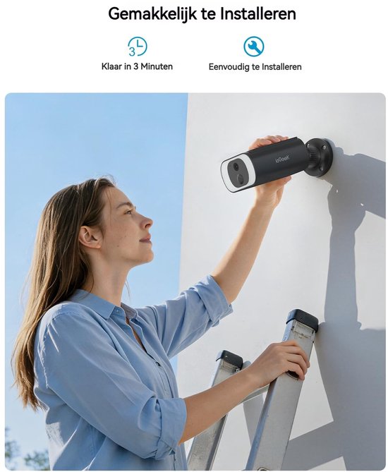 oor Buiten - Buiten Camera met Zonnepaneel - Bewakingscamera voor Buiten - Beveiligingscamera Buiten - 2K Ultra HD - Met Wifi en App - 2 Stuks — afbeelding 3