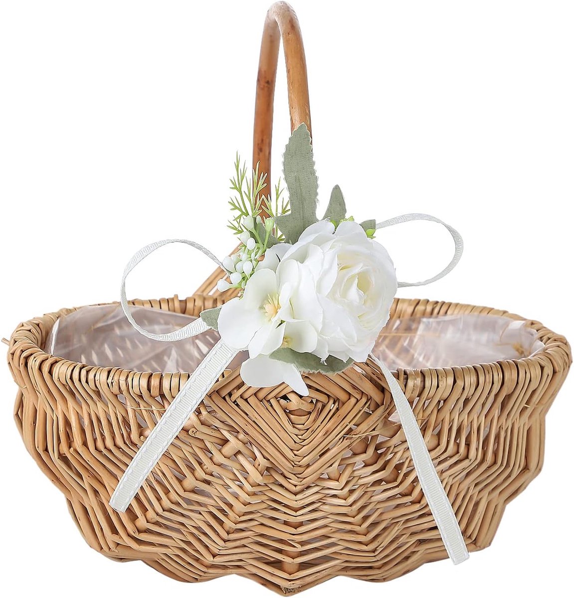 Decoratieve Riet Bloemenmand - Bruidsmeisje Mandje voor Bruiloft en Decoratie