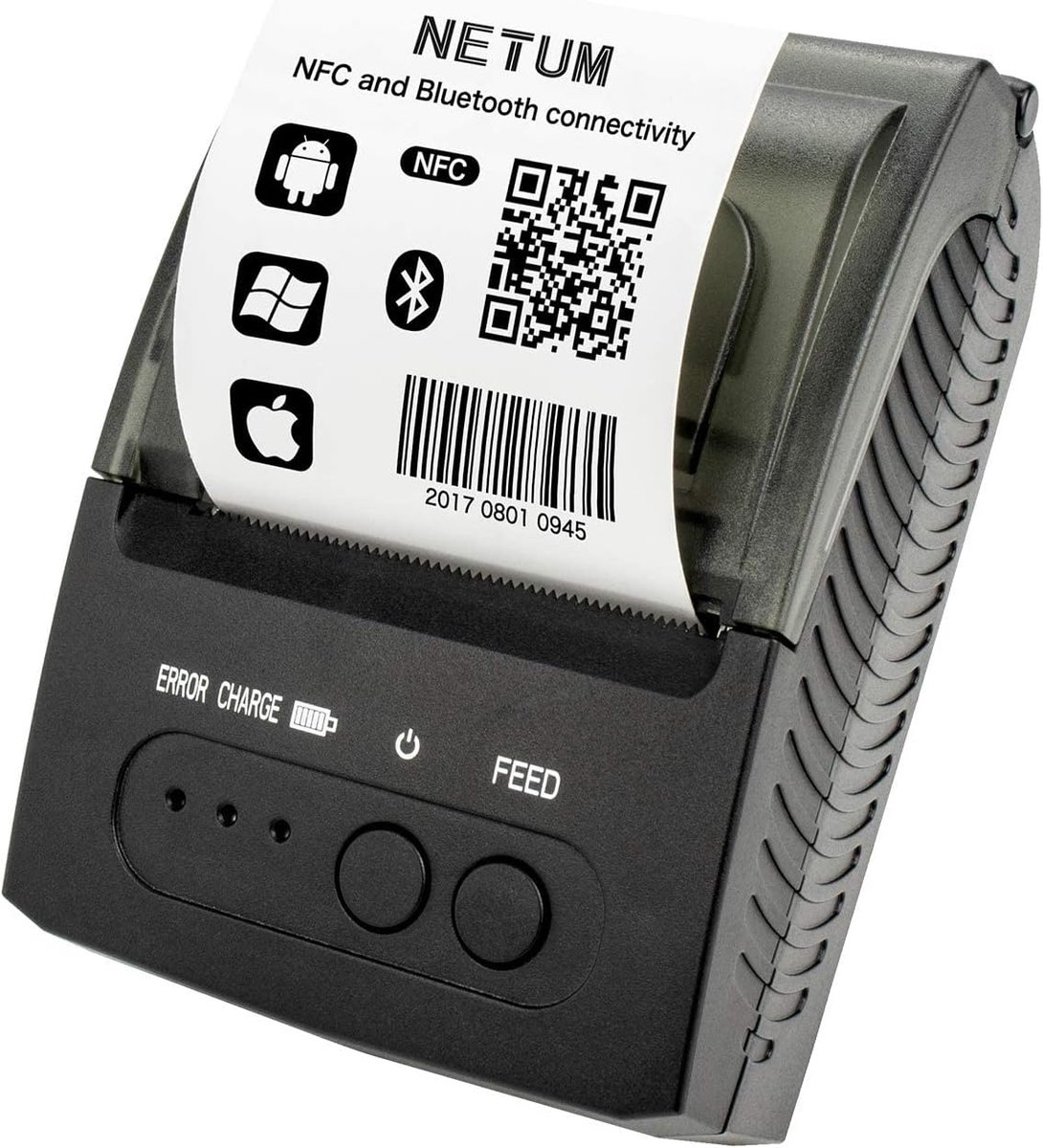 Draagbare Thermische Bonprinter 58mm - Bluetooth & USB - Compatibel met Android & Windows POS