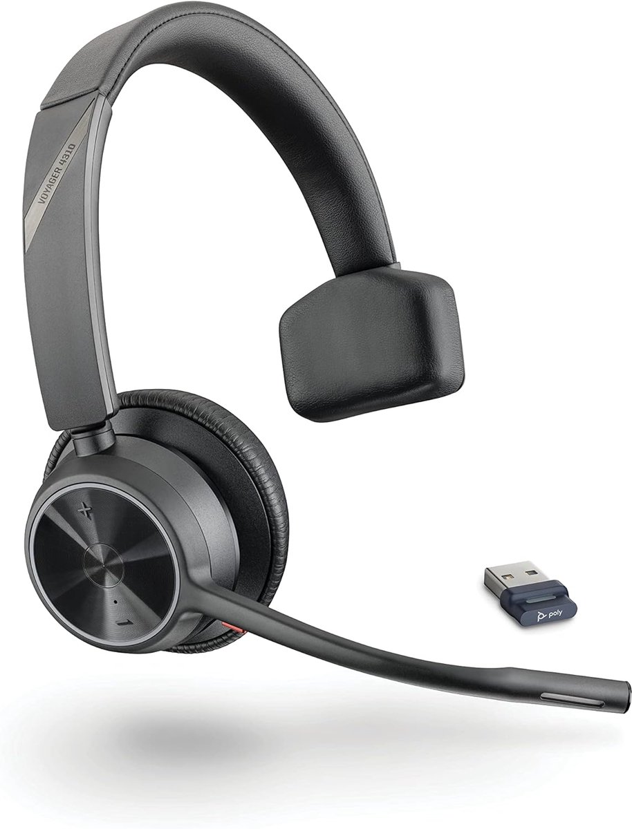 Voyager 4310 UC Draadloze Headset - USB en Bluetooth - 24 uur batterij - Dual Noise Cancelling - comfortabel voor kantoor en thuis