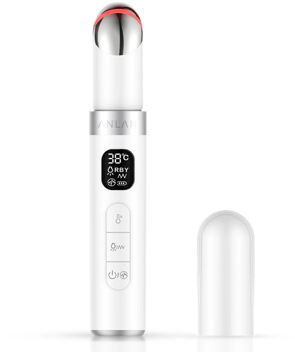 House of Balance BeautyCare - Oogmassage Apparaat - EMS Microstroom - LED Lichttherapie - Huidverjonging - Anti Aging - Wit