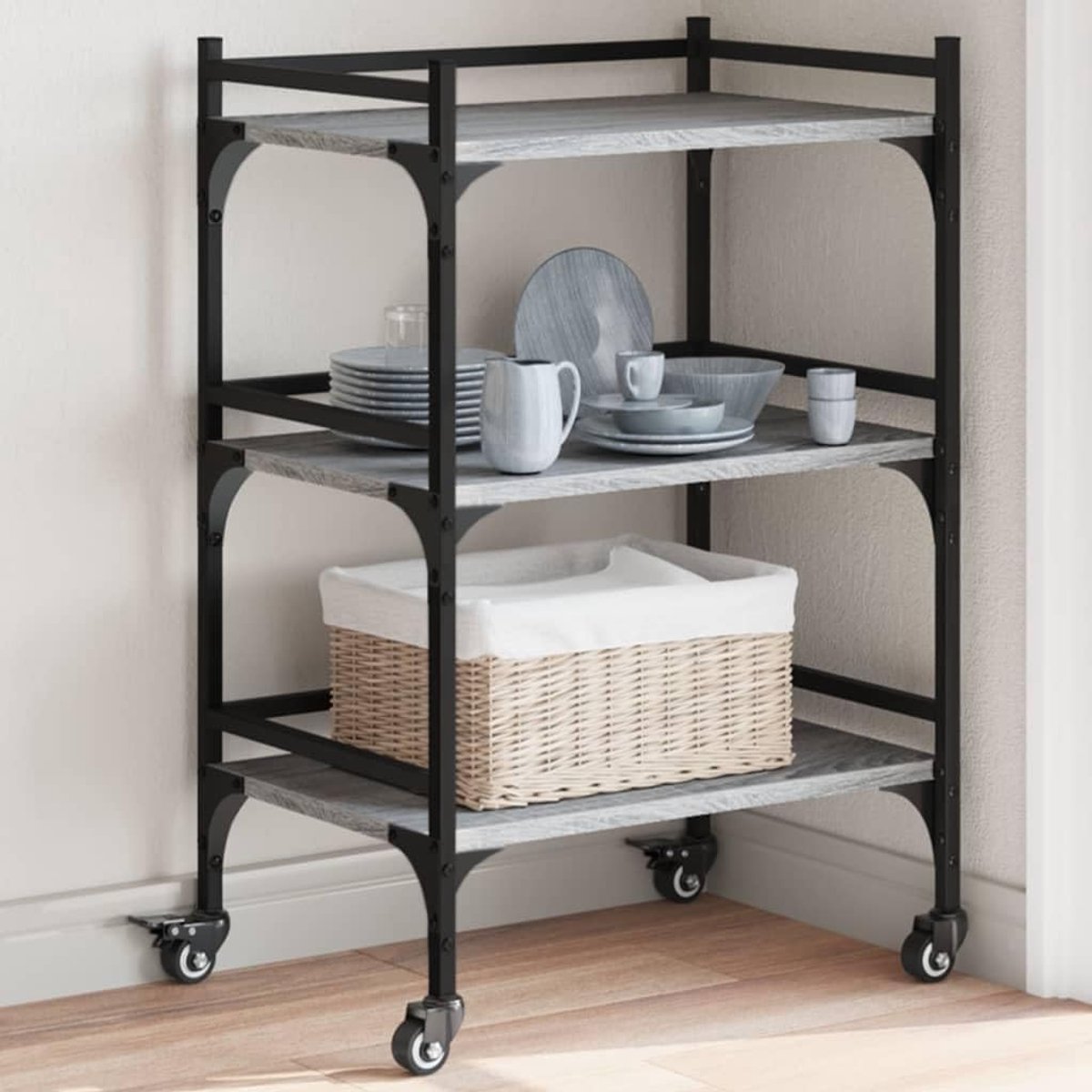 Keukenwagen met Wieltjes en Opslag - Multifunctionele Trolley voor Keuken