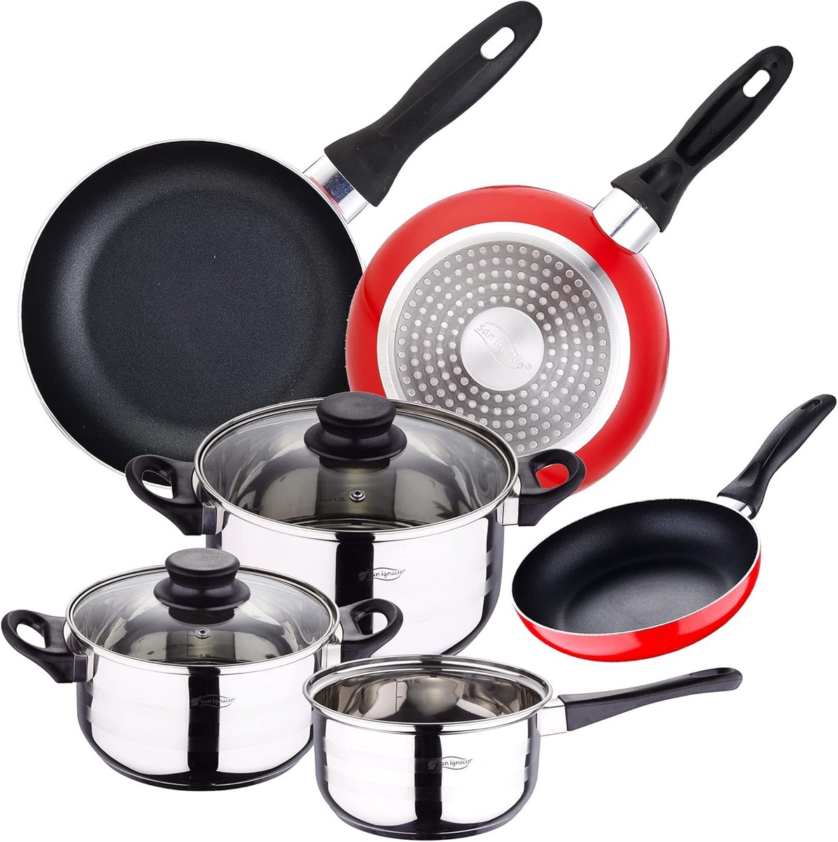 Kookpannenset 5-delig - Keukengerei set - Dagelijks koken - PFOA-vrij - 16 20 24 cm