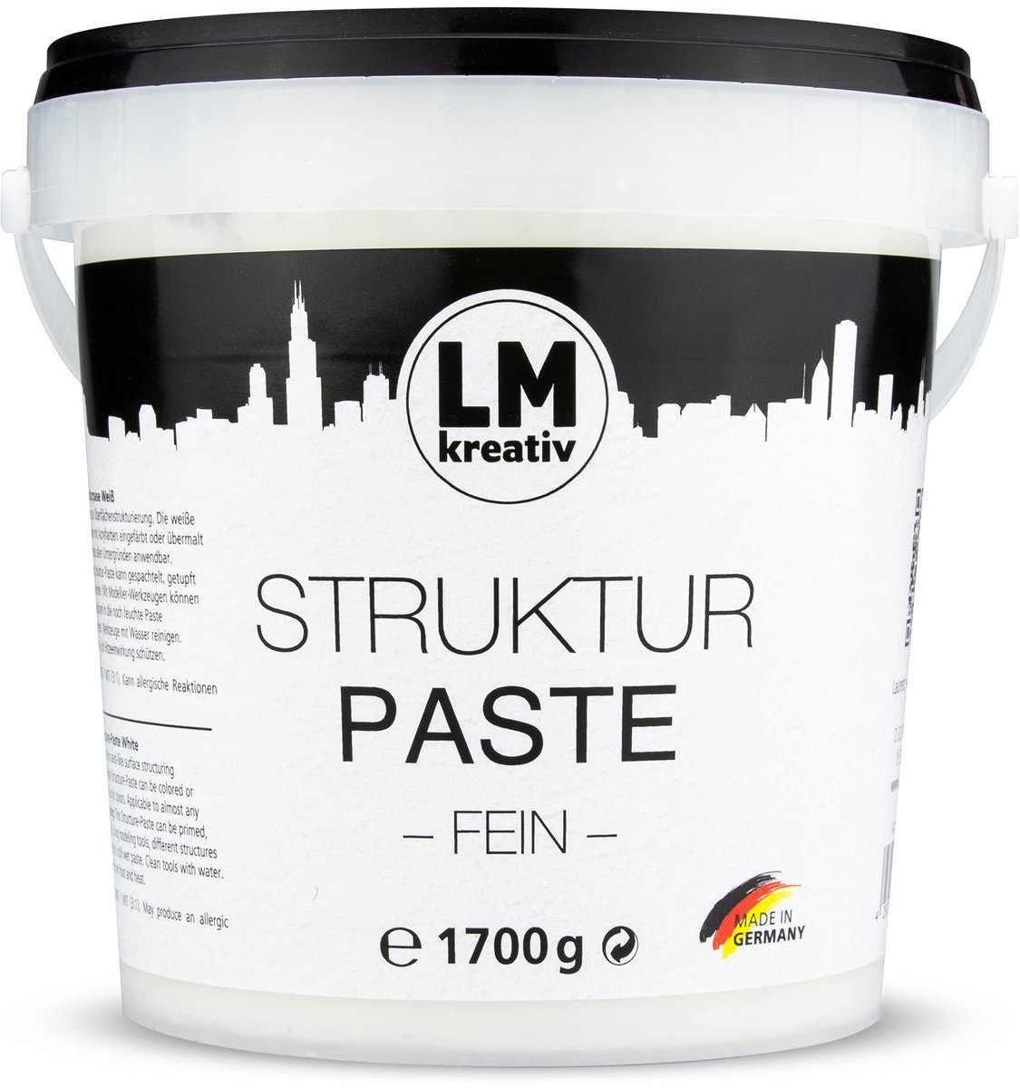 LM-Kreativ Structuurpasta - Modelleerpasta - Fijne korrel - Gebaseerd op Water - Wit - 1.7 kg
