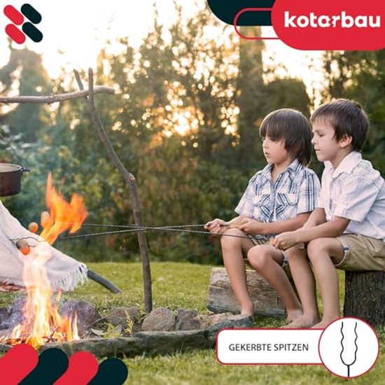 KOTARBAU® 5 Stuks Grillspiesen, Staal, 100 cm, Spiesen met Houten Handvat, met Haak, Lange Spiesen, Kampvuur Vork, Stevige Grillspiesen van Merkloos — afbeelding 5