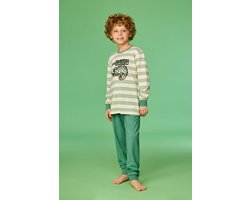 Pyjama Woody garçons/hommes - vert rayé - caméléon - 261-10-PLC-S/909 - taille 152