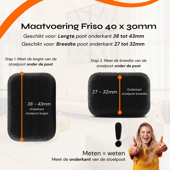 QUARKZMAN Rubberen meubelpootdoppen, 8 stuks, 20 x 30 mm, rechthoekige stoelpootdoppen, meubelvoet-eindkappen, vloerbeschermers voor tafel, stoel, machinevoeten (zwart