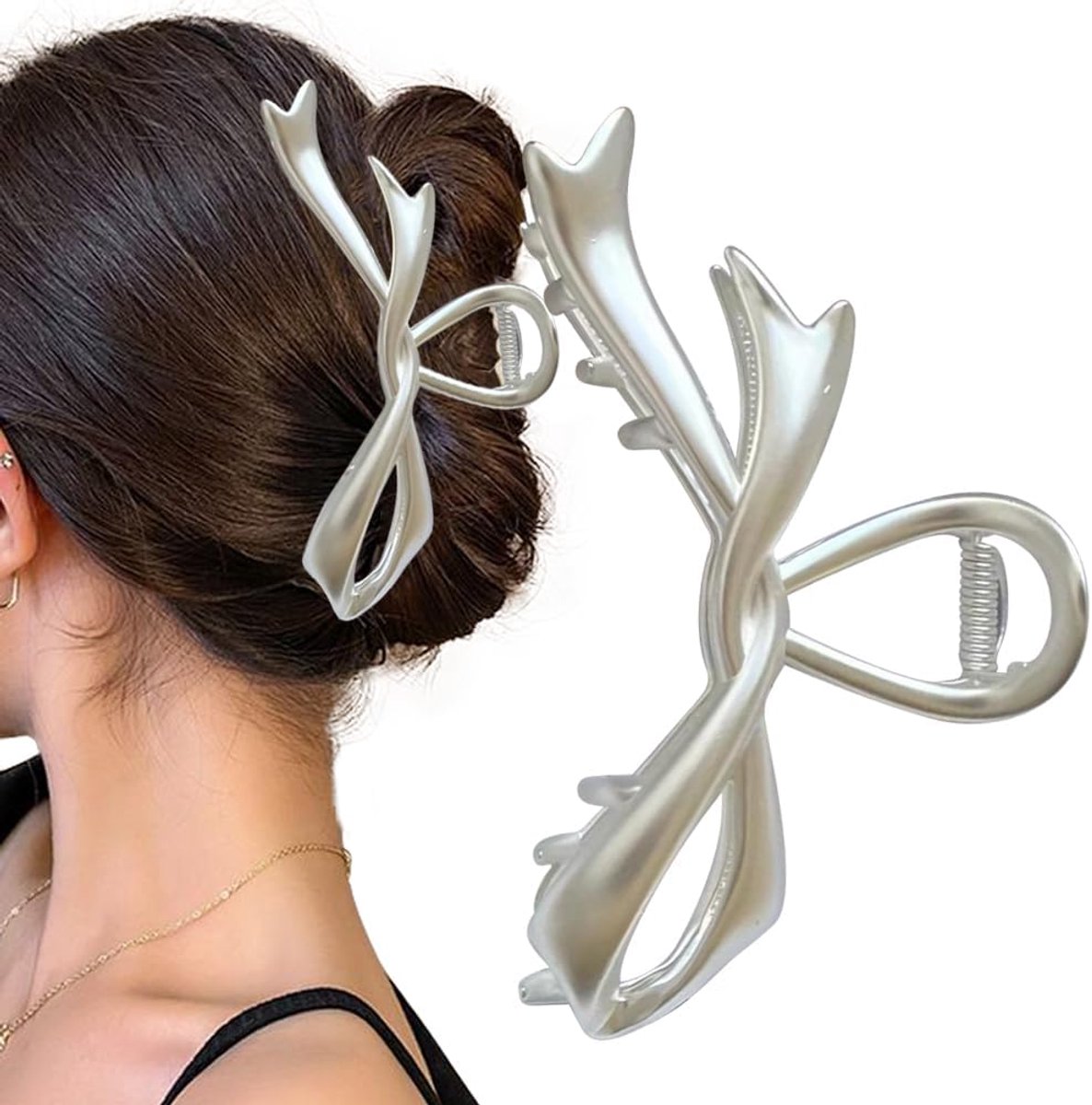 Grote Metalen Haarclip met Strik voor Dik en Dun Haar