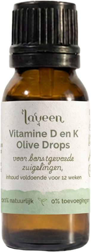 Laveen Olive Drops Zuigeling 10 ml - Vitamine D + K samen in 1 potje - Suiker & Zoetstofvrij - Vegan - 100% natuurlijk