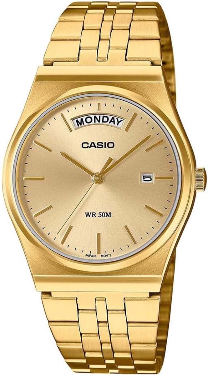 Heren Horloge - Polshorloge Mannen - Dagelijks Gebruik - Minimalistisch Wijzerplaat - 50 Meter Waterdicht - Goudkleurig