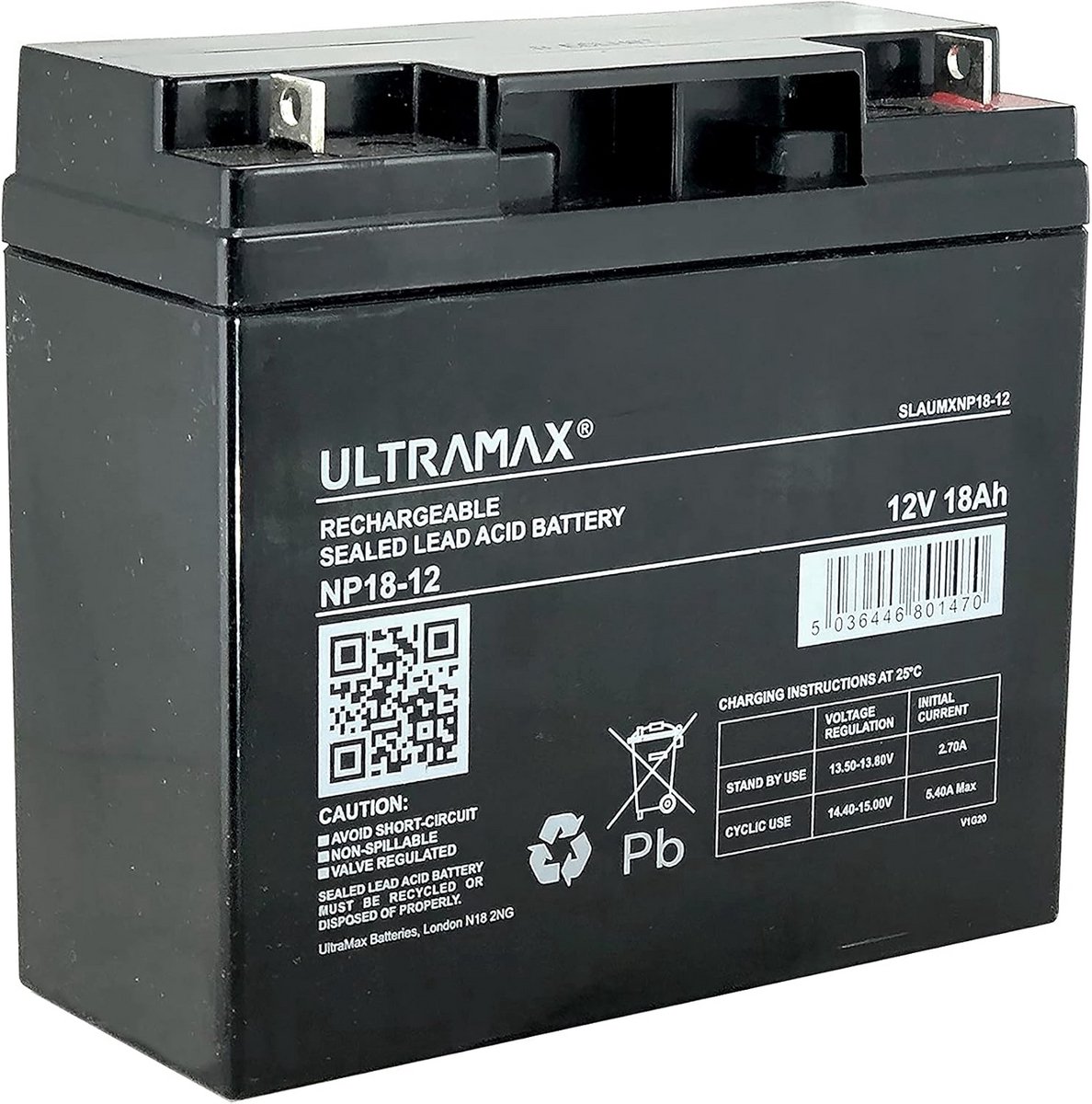 Oplaadbare Accu - 12V Batterij - Noodstroom Toepassingen - Verzegeld Loodzuur - 181x77x167 mm - Zwart