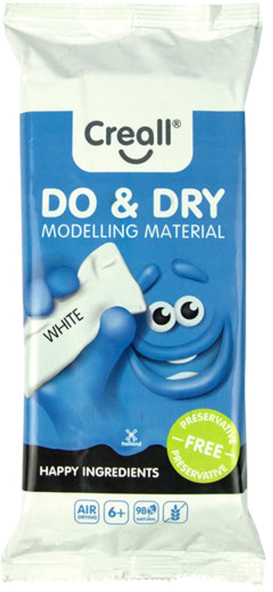 Creall Do & Dry | Luchtdrogende klei kleur Wit | 1 x 1000g | Made in Holland | Zacht en klaar voor gebruik | Made in Holland | Knutselwerk kinderen, school, hobby, DIY en creatieve projecten — afbeelding 8
