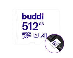 Buddi MicroSDXC Geheugenkaart | Compatibel met Nintendo Switch | 160MB/'s leessnelheid | 120MB/'s schrijfsnelheid | 512GB | Wit