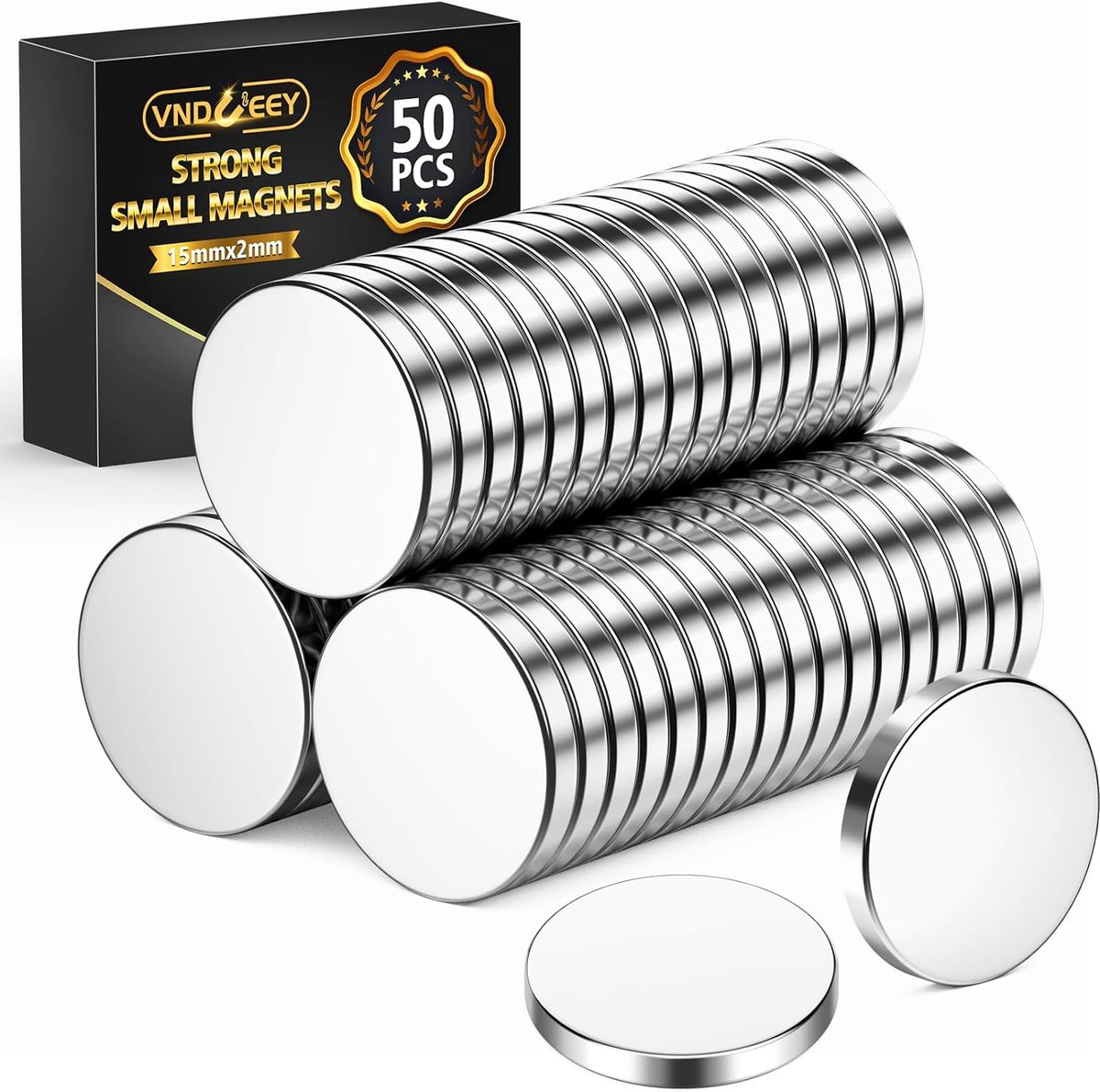 50x Sterke Neodymium Magneten Rond 15x2mm - Extra Krachtige Kleine Magneten