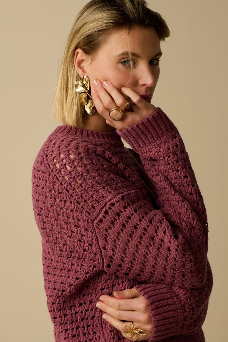 Sissy-Boy - Gold plated oorbellen met bloem