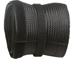 Kabel Netjes Zwart 500cm x 13.5cm Flexibele Trunking Sleeve met Haak en Lus Sluiting - Cord Management Duct - Organisator voor Draden - RICOO Z9135B-5 Kabel organiser