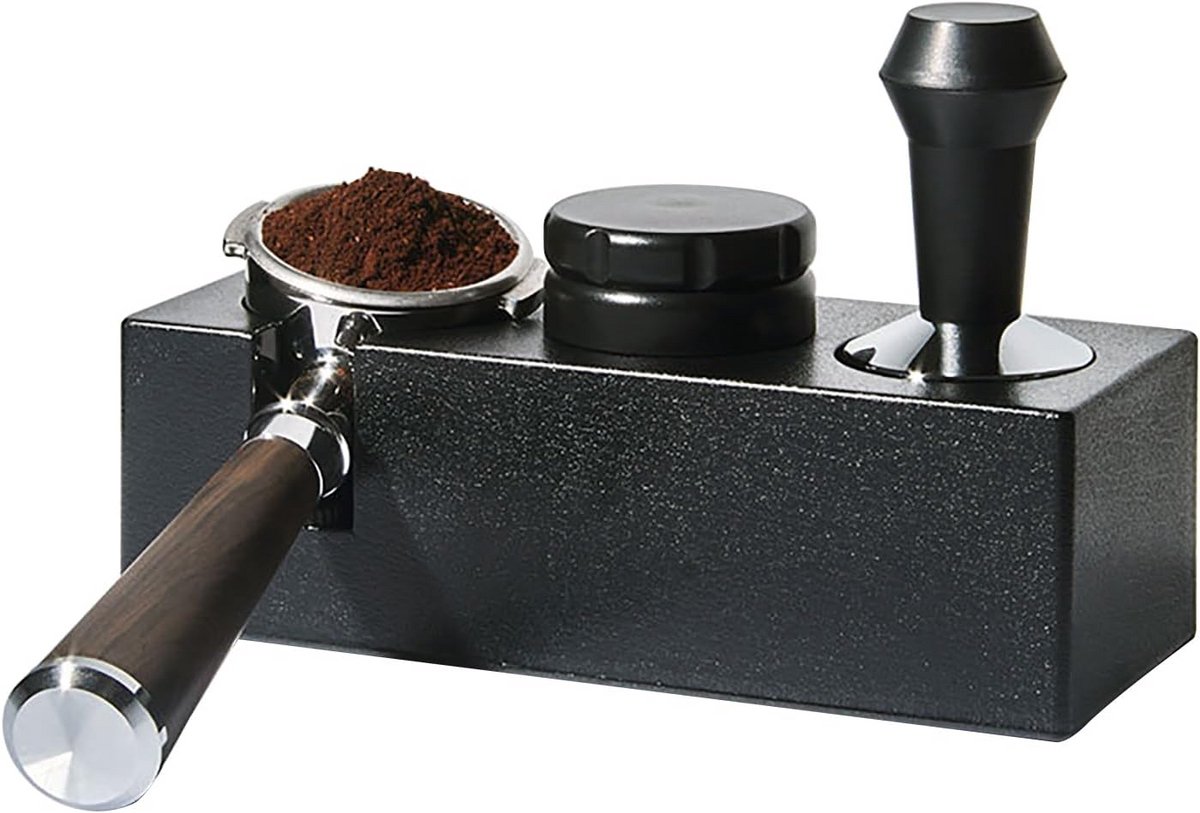 Espresso Tamping Station Hout voor 51-65mm Portafilter, Tamper en Distributor Houder