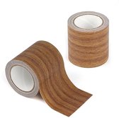KAIAIWLUO Tape met houtlook, 5,7 cm x 4,57 m zelfklevend houtnerf beschermtape Waterdicht imitatiehouten band voor reparatie van krasjes op laminaatvloer Bruin