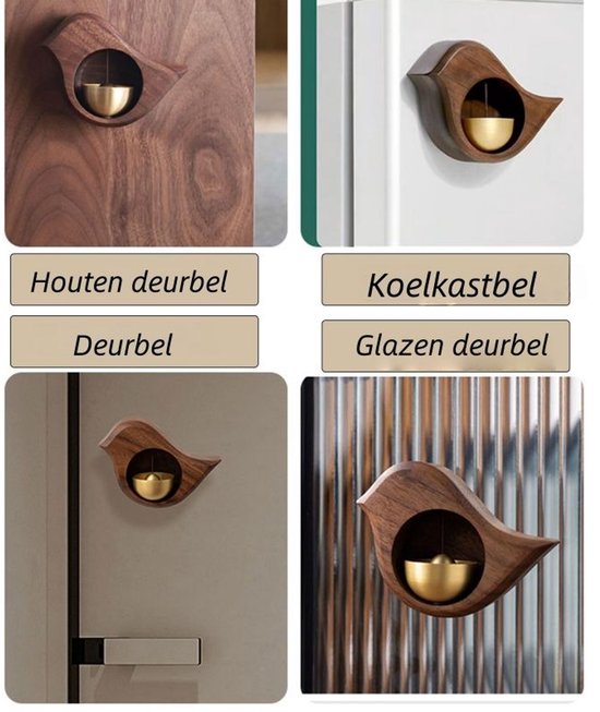 1 stuk - Deurbelsets - Dopamine Deurbel / Windbel - Magnetische Koperen Bel voor Entree en Koelkast - Vogelvorm — afbeelding 3