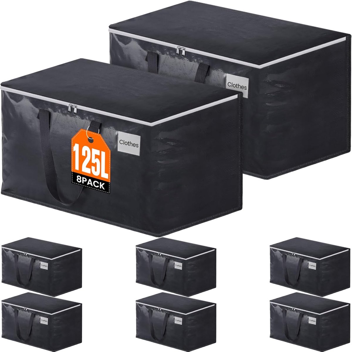 Verhuisdozen Set 8 Stuks 125L - Sterke Hersluitbare Opbergzakken met Handvatten