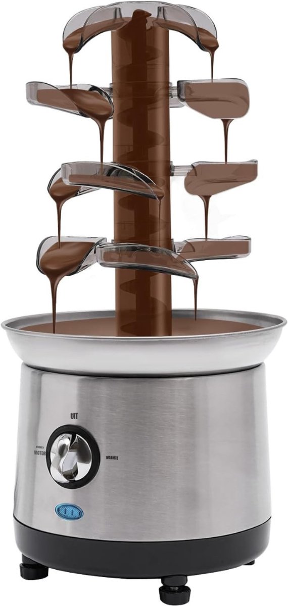 Nexvo® Chocoladefontein - Chocolade fontein - Chocolade druppels - Zilver - 19cm x 22cm x 43cm