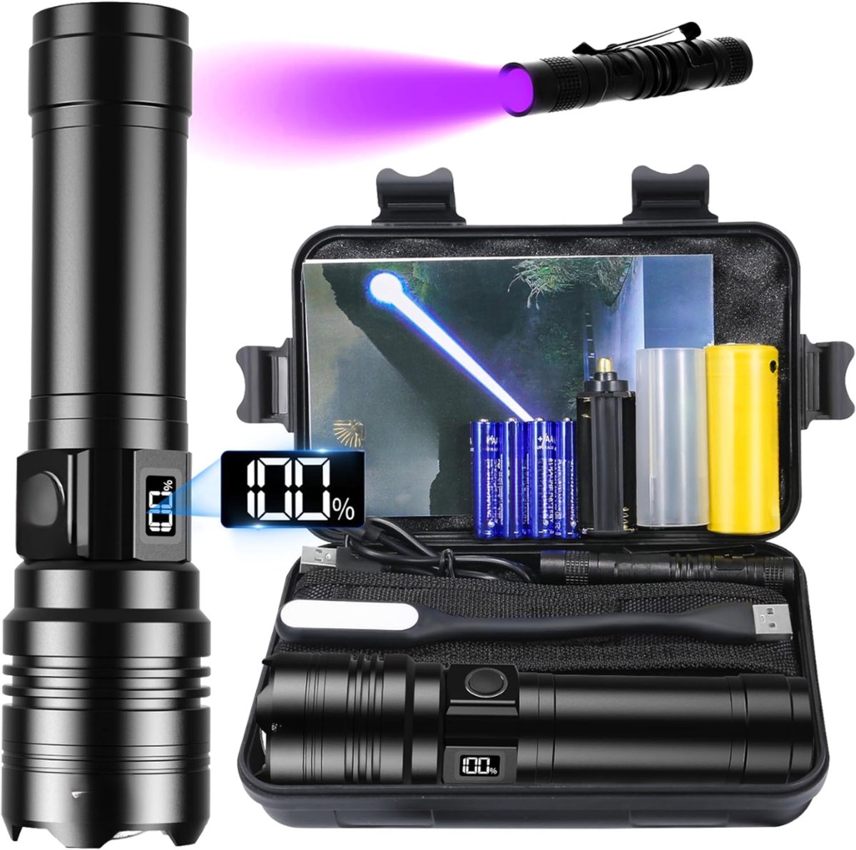 Nexvo® Zaklamp op batterijen - Zaklamp - Zaklampen - Zwart - 17cm x 4cm x 5cm