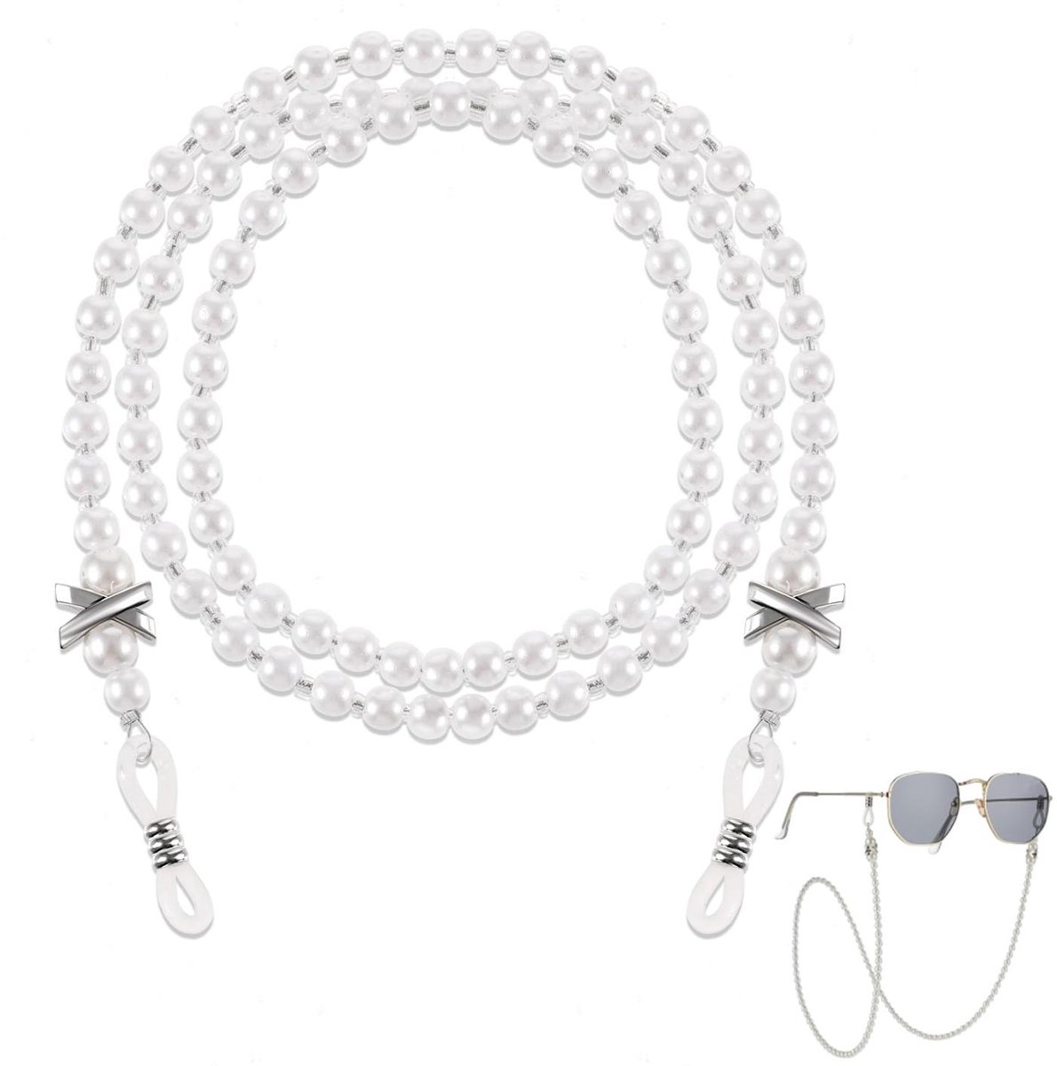 Brilketting kralen - Silicone houder - Aanpasbare lengte - 1 stuk - Voor vrouwen en meisjes