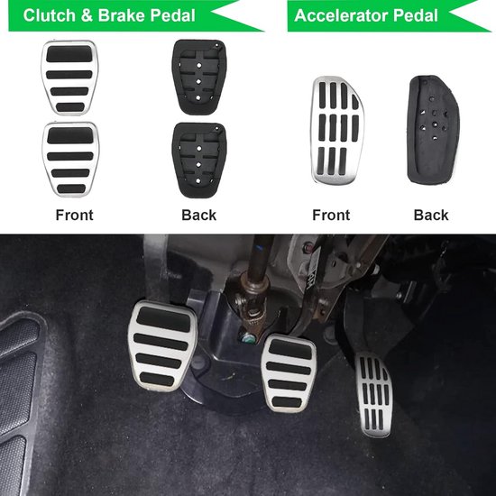 Antislip Pedaalkappen voor Handgeschakelde Auto's - Aluminium en Rubber — afbeelding 3