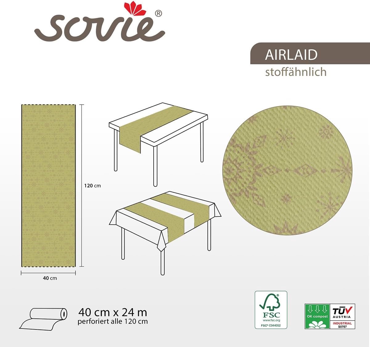 Luxe Airlaid Tafelloper Horeca 40 cm Breed - Olijfgoud Rol 24 Meter