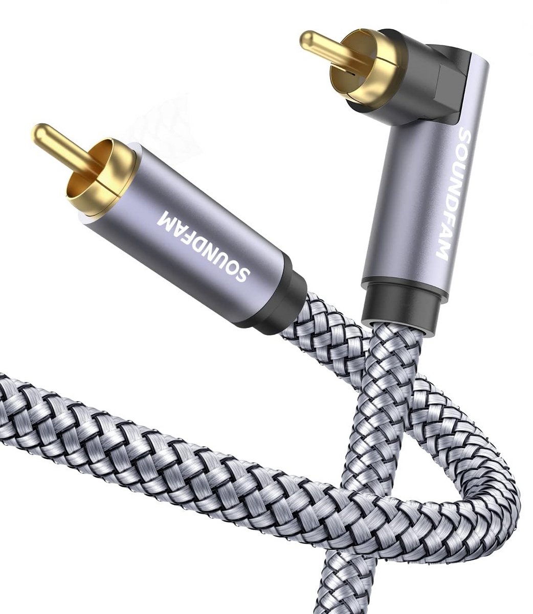 Haakse RCA Subwooferkabel voor Digitale Audio - 2 Meter Grijs