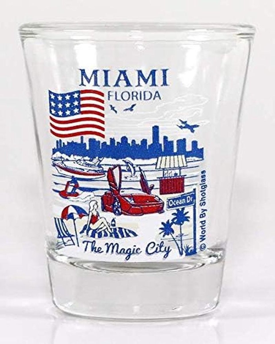 Verzamelglas Miami Florida Stadsmascotte Souvenir