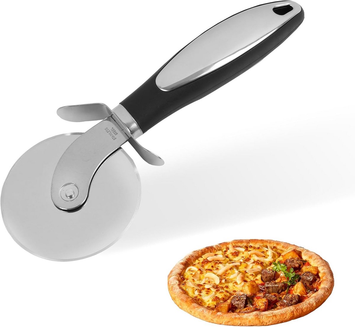 RVS Pizzasnijder met Antislip Ergnomisch Handvat voor Taart en Deeg