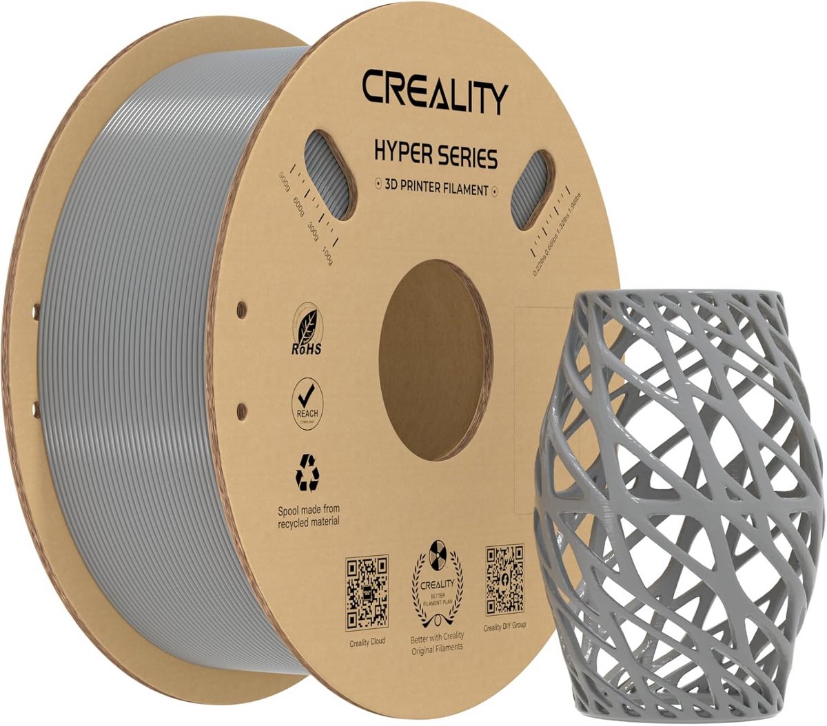 PETG Filament 1.75 mm Grijs voor Hoge Snelheid 3D Printers