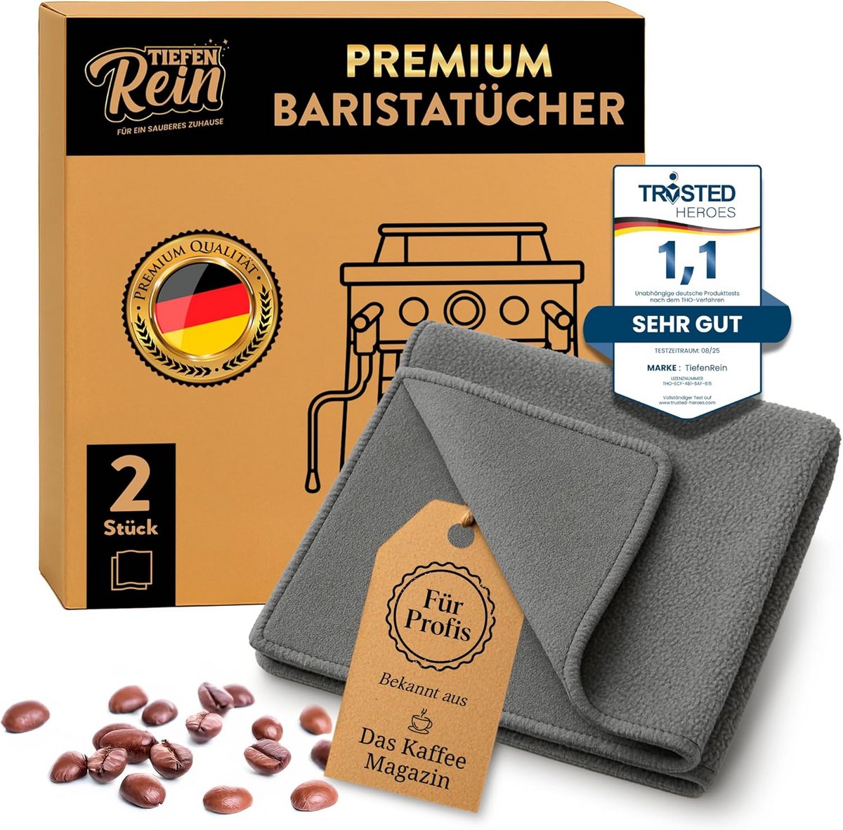 Set van 2 Professionele Microvezeldoeken voor Barista en Espressoreiniging