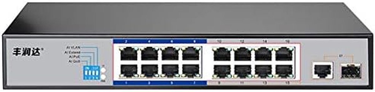 16-Poorten Smart PoE+ Switch met SFP, Uitgebreid Bereik en Geavanceerde AI Functies