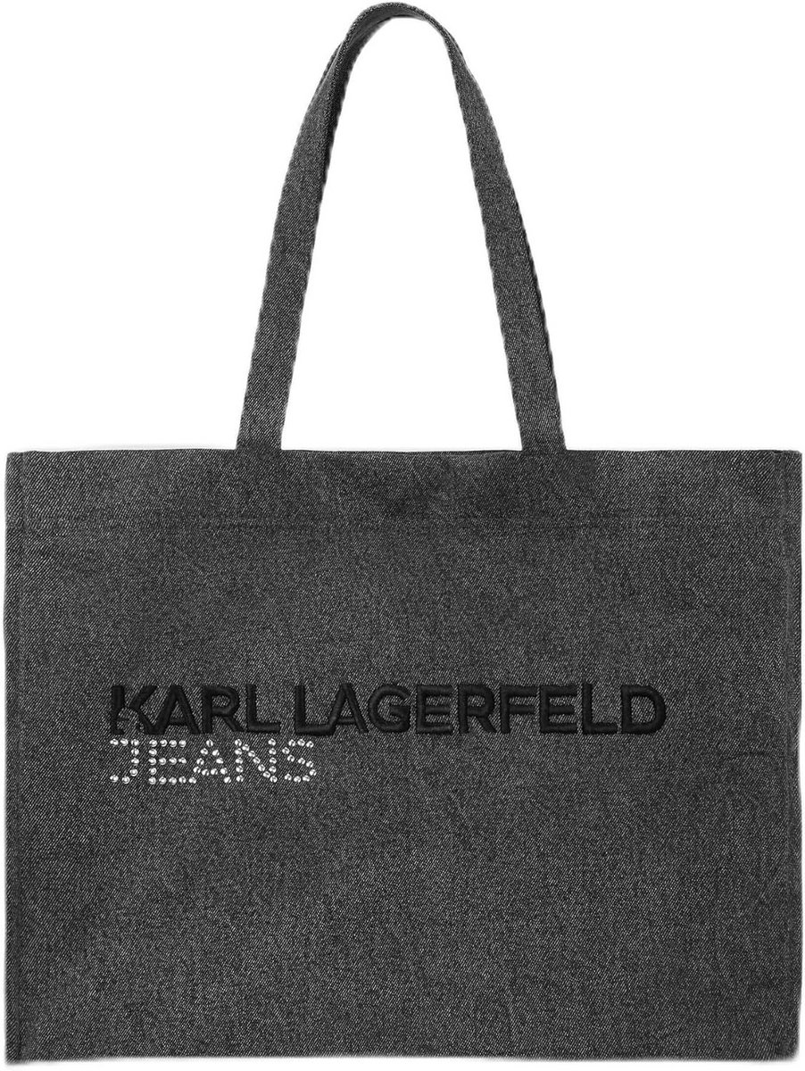 Dames Shopper Tas van Canvas met Logo, Zwart