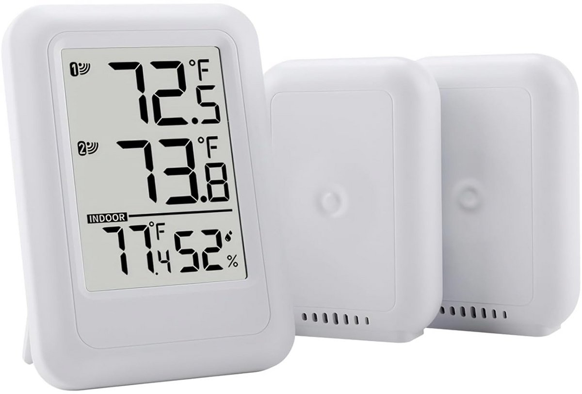Draadloze Binnen Buiten Thermometer Hygrometer met Groot Bereik en Tijdweergave