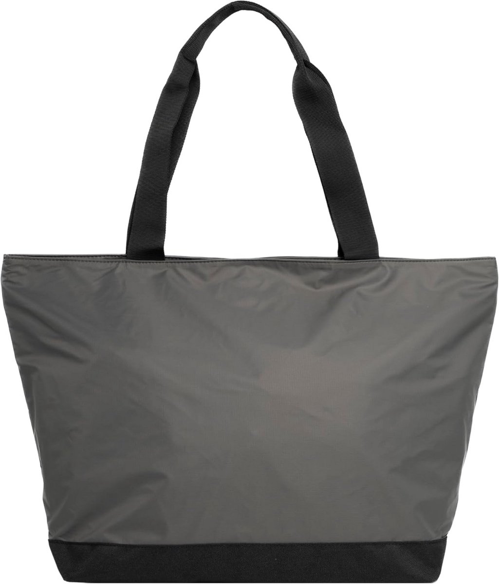 Grote Nylon Tote Tas met Elastische Details Groen Zwart