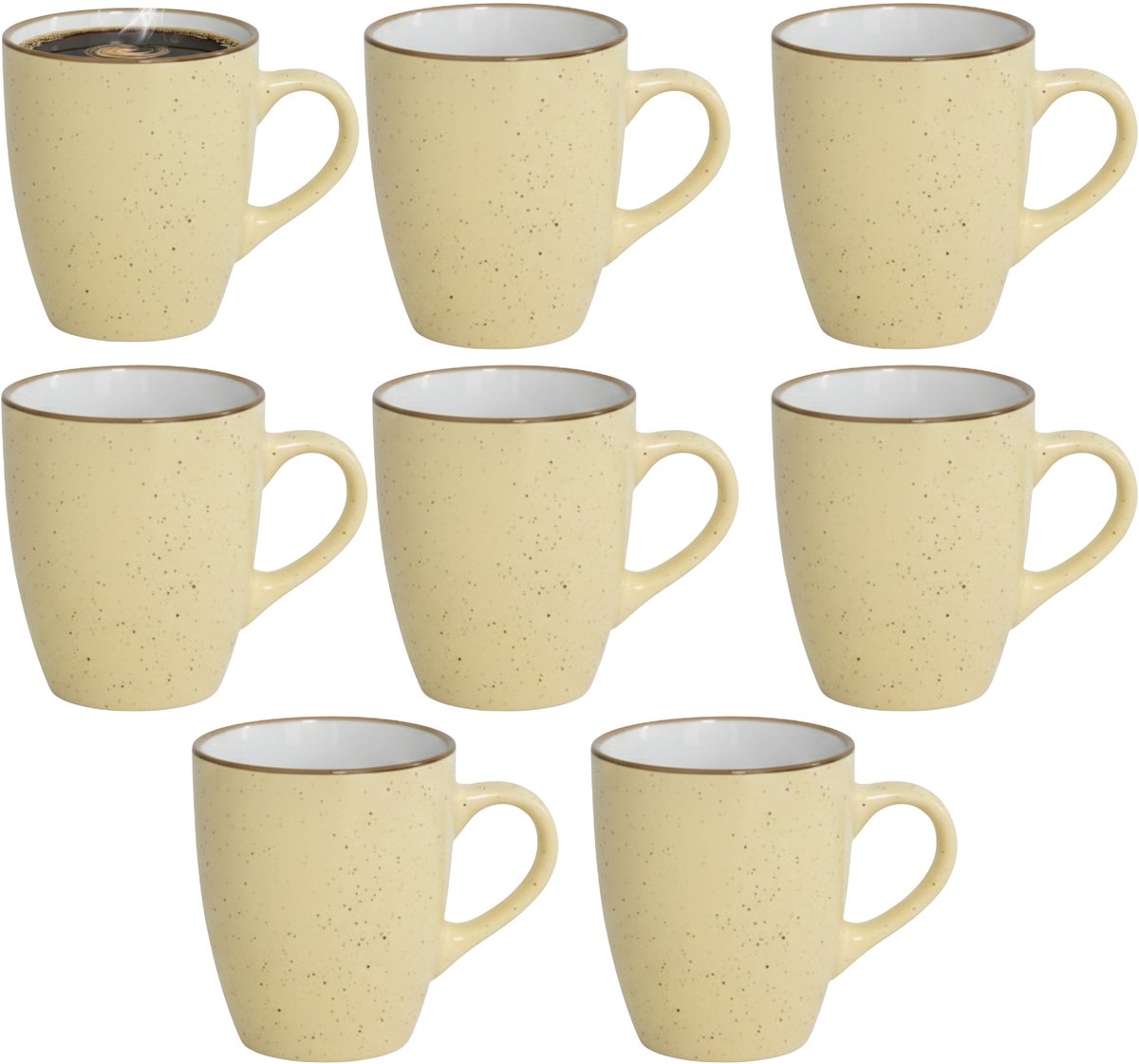 Gerimport Koffie / thee mok Sweets - 8x stuks - geel - 350 ml - keramiek
