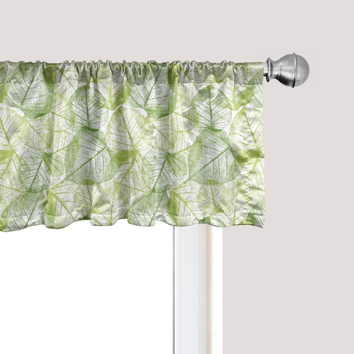 ABAKUHAUS Bladmotief Raamvalletje, Gordijnvalletje voor Keuken en Slaapkamer met Tunnelzoom, 137 cm x 45 cm, Limegroen Appelgroen