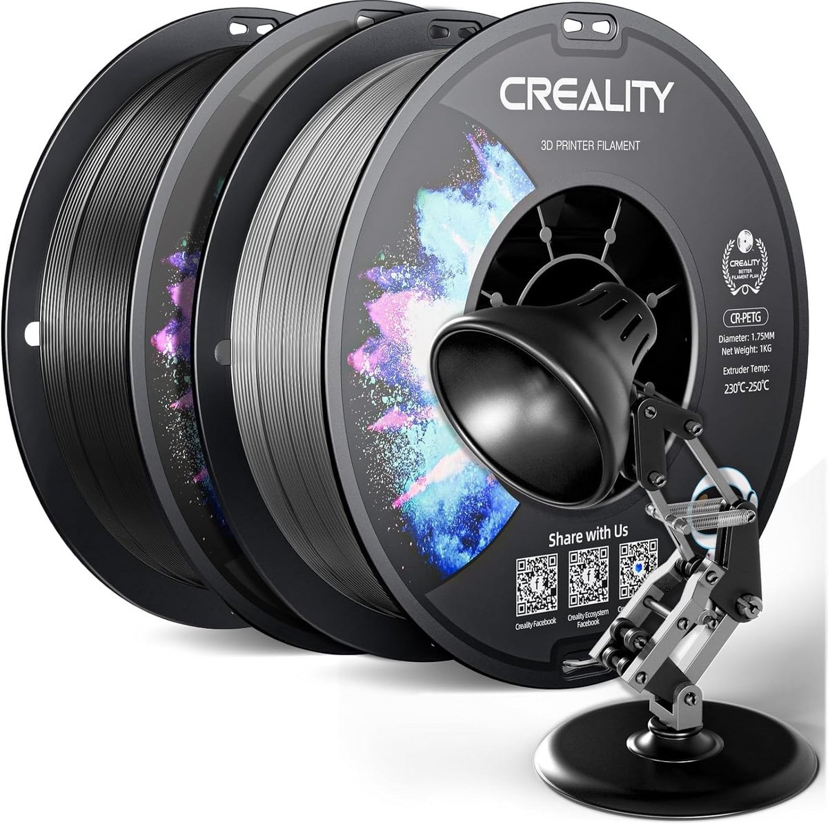 3D Printer Filament Set Zwart en Grijs 1.75 mm PETG PLA Hars Uitstekende Hardheid Hoge Precisie Geurloos Niet-Giftig Vochtigheidsbestendig
