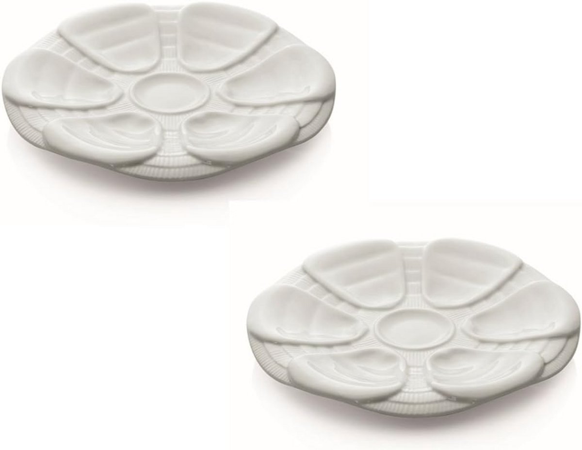 Oesterborden Set van 2 - 25 cm - Voor 6 Oesters per Bord