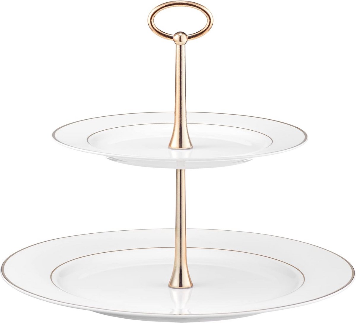 Etagère 2-laags Wit met Gouden Accenten - Serveerschaal voor Taart, Muffin & Fruit