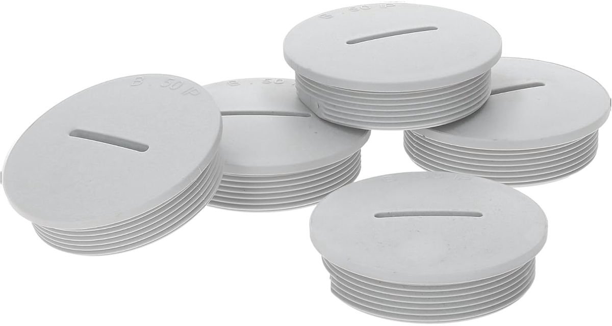 5 stuks Kalitec G4512210 M12 afdichtpluggen, kunststof, rond, lichtgrijs
