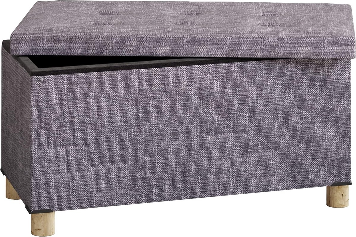 Grote Opbergpoef met Zitgedeelte - Fleece Bekleding - Luxe Voetenbank en Extra Zitplek