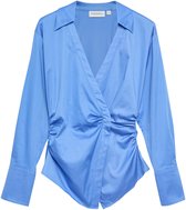 comma - female - Katoenen satijnen blouse met wikkel-look