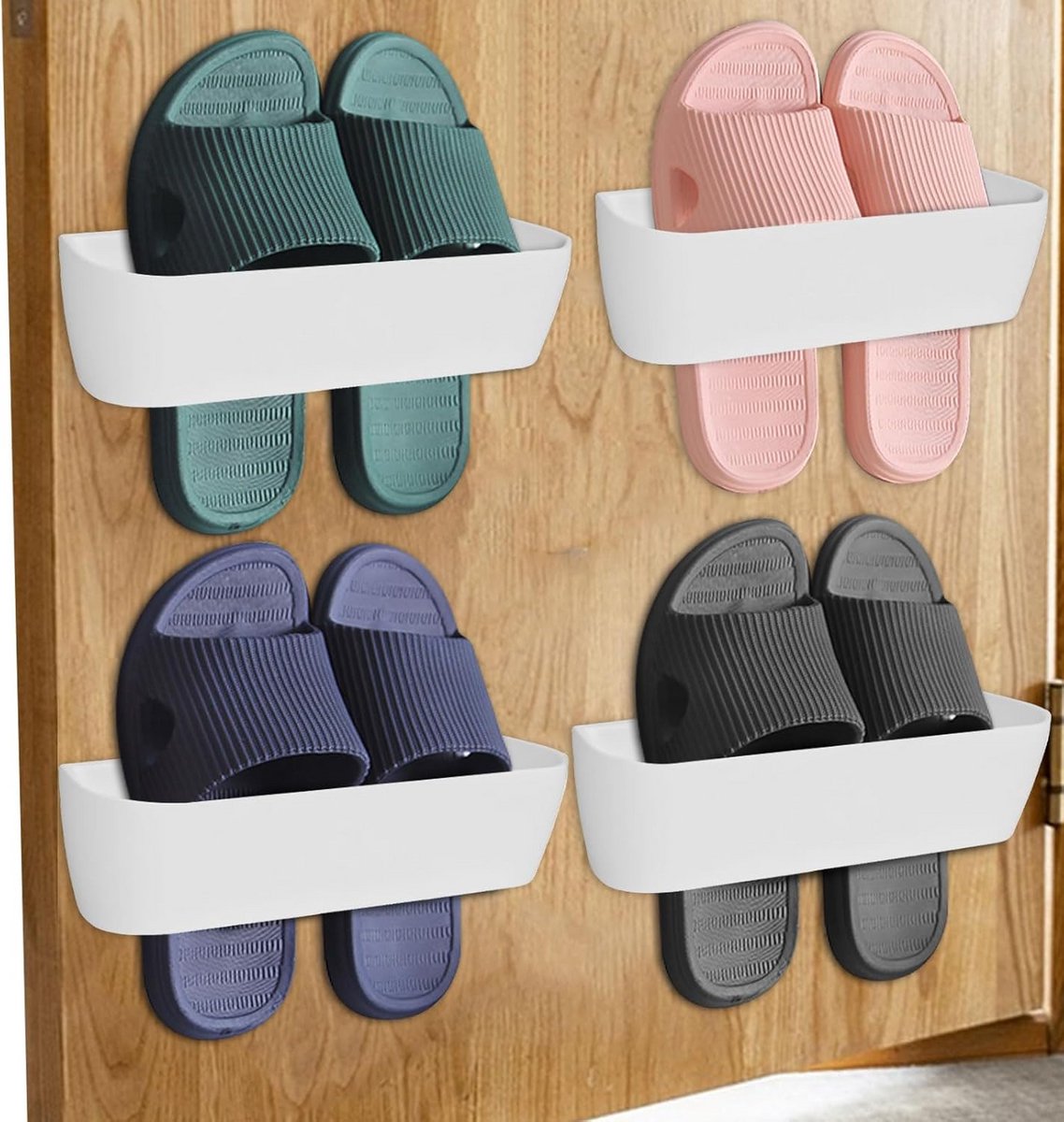 4x Ruimtebesparende Muur Schoenorganizer - Zelfklevend Wandrek voor binnen en camper