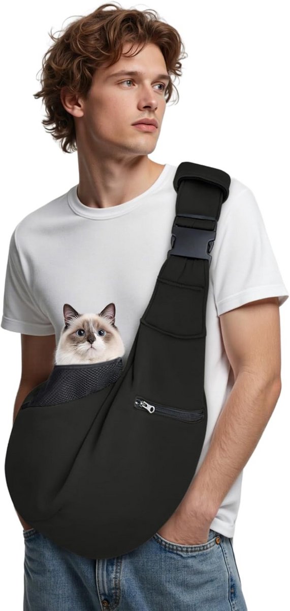 Ademende Draagzak voor Kleine Honden en Katten met Veiligheidshaak